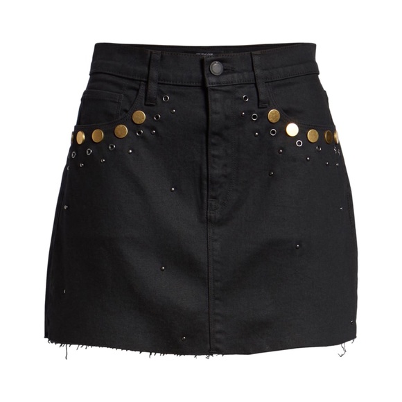 Hudson Viper Black Studded Biker Mini Skirt Denim Jean Skirt New NWT - Picture 4 of 8